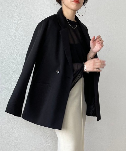 wee9s（ウィークス）の「middle tailored jacket / ミドル丈テーラードジャケット（テーラードジャケット・レディース・ブラック/グリーン/アイボリー・FREE）」の12枚目の写真