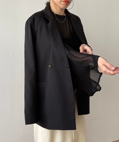 wee9s（ウィークス）の「middle tailored jacket / ミドル丈テーラードジャケット（テーラードジャケット・レディース・ブラック/グリーン/アイボリー・FREE）」の8枚目の写真