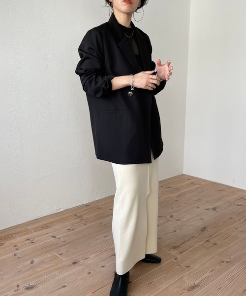 wee9s（ウィークス）の「middle tailored jacket / ミドル丈テーラードジャケット（テーラードジャケット・レディース・ブラック/グリーン/アイボリー・FREE）」の4枚目の写真