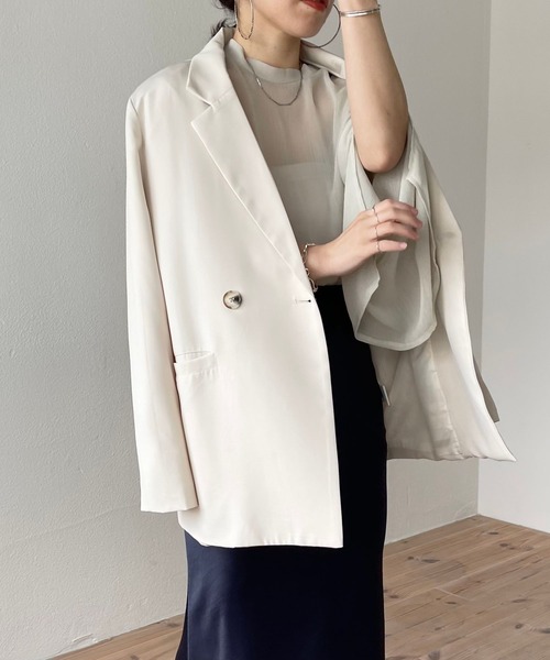 wee9s（ウィークス）の「middle tailored jacket / ミドル丈テーラードジャケット（テーラードジャケット・レディース・ブラック/グリーン/アイボリー・FREE）」の11枚目の写真