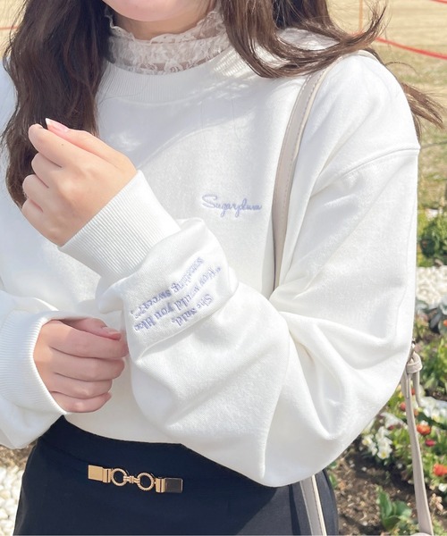 apres jour(アプレジュール)の「刺繍デザインショート丈スウェット【ZOZOTOWN限定アイテム】(スウェット・レディース・杢グレー/オフホワイト/ライトピンク・フリー/X-LARGE)」の1枚目の写真