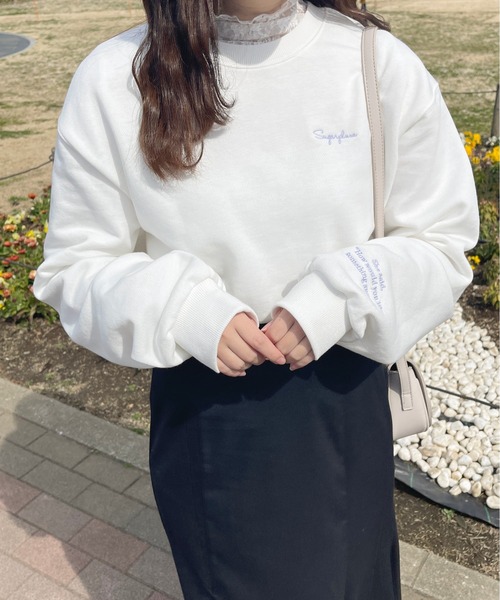 apres jour(アプレジュール)の「刺繍デザインショート丈スウェット【ZOZOTOWN限定アイテム】(スウェット・レディース・杢グレー/オフホワイト/ライトピンク・フリー/X-LARGE)」の8枚目の写真