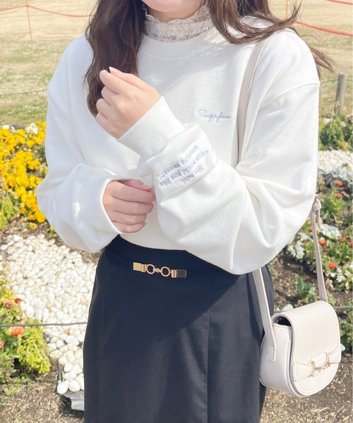 apres jour(アプレジュール)の「刺繍デザインショート丈スウェット【ZOZOTOWN限定アイテム】(スウェット・レディース・杢グレー/オフホワイト/ライトピンク・フリー/X-LARGE)」の4枚目の写真