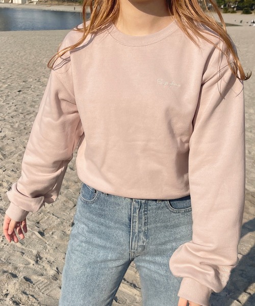 セール】刺繍デザインショート丈スウェット【ZOZOTOWN限定