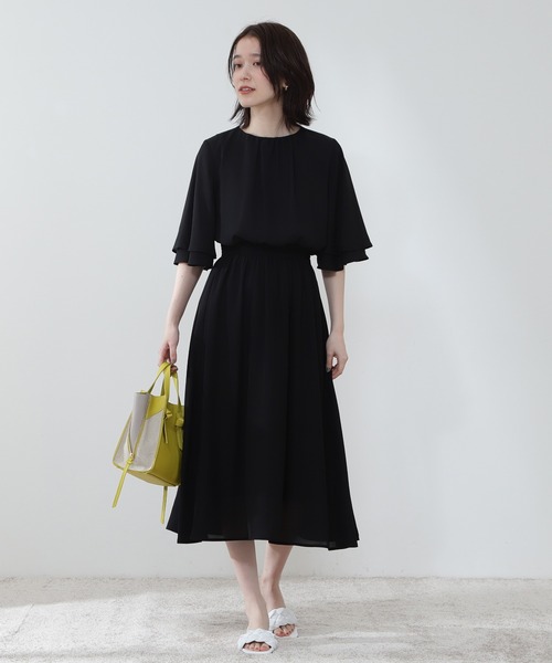 N.（N. Natural Beauty Basic）（エヌエヌナチュラルビューティーベーシック）の「◆ウエストシャーリングフレアワンピース（ワンピース・レディース・ブラック/ブルー/グリーン/モカ・MEDIUM）」の6枚目の写真