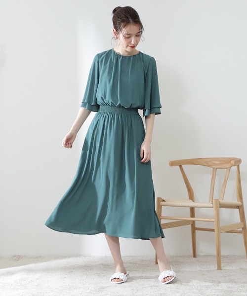 N.（N. Natural Beauty Basic）（エヌエヌナチュラルビューティーベーシック）の「◆ウエストシャーリングフレアワンピース（ワンピース・レディース・ブラック/ブルー/グリーン/モカ・MEDIUM）」の9枚目の写真