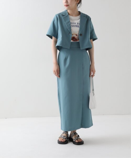 RAY CASSIN（レイカズン）の「ショートシャツジャケット（テーラードジャケット・レディース・ブルー/キナリ/ブラック・FREE）」の13枚目の写真