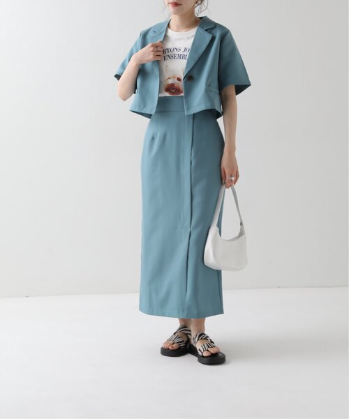 RAY CASSIN（レイカズン）の「ショートシャツジャケット（テーラードジャケット・レディース・ブルー/キナリ/ブラック・FREE）」の14枚目の写真