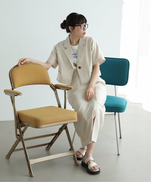 RAY CASSIN（レイカズン）の「ショートシャツジャケット（テーラードジャケット・レディース・ブルー/キナリ/ブラック・FREE）」の19枚目の写真