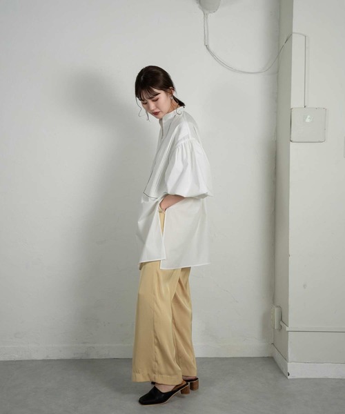 Amiur(エミレ)の「front pleats puff sleeve blouse(シャツ/ブラウス・レディース・ホワイト/ブラック・FREE)」の14枚目の写真