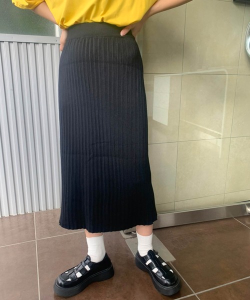 lala Born（ララボーン）の「ライトニットカラースカート（スカート・レディース・ブラック/ピンク/イエロー/オレンジ/ミント・FREE）」の2枚目の写真