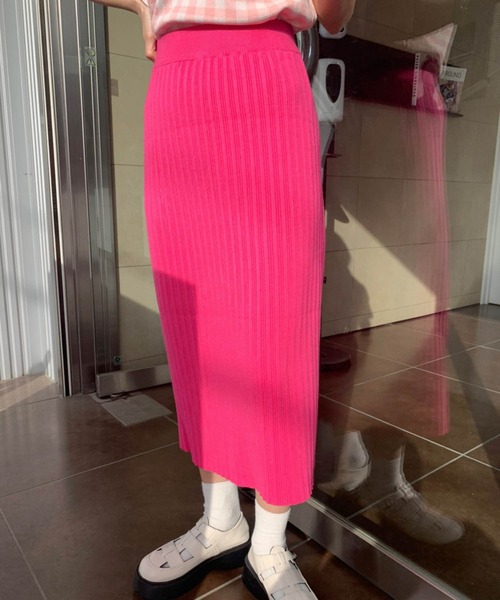 lala Born（ララボーン）の「ライトニットカラースカート（スカート・レディース・ブラック/ピンク/イエロー/オレンジ/ミント・FREE）」の19枚目の写真