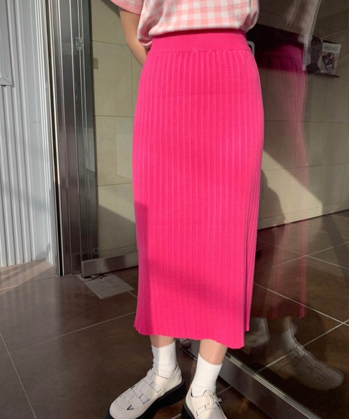 lala Born（ララボーン）の「ライトニットカラースカート（スカート・レディース・ブラック/ピンク/イエロー/オレンジ/ミント・FREE）」の15枚目の写真