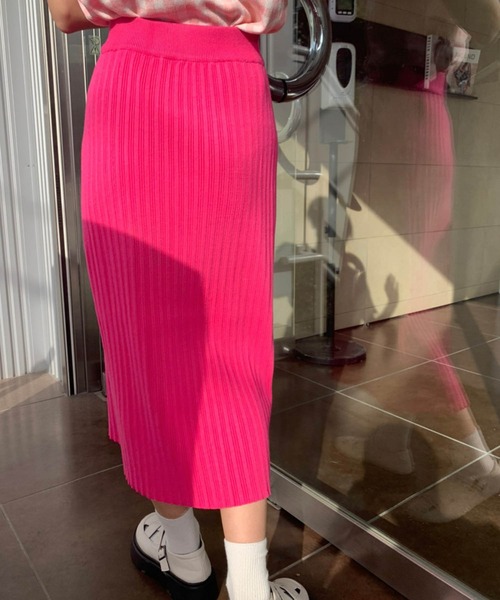 lala Born（ララボーン）の「ライトニットカラースカート（スカート・レディース・ブラック/ピンク/イエロー/オレンジ/ミント・FREE）」の11枚目の写真