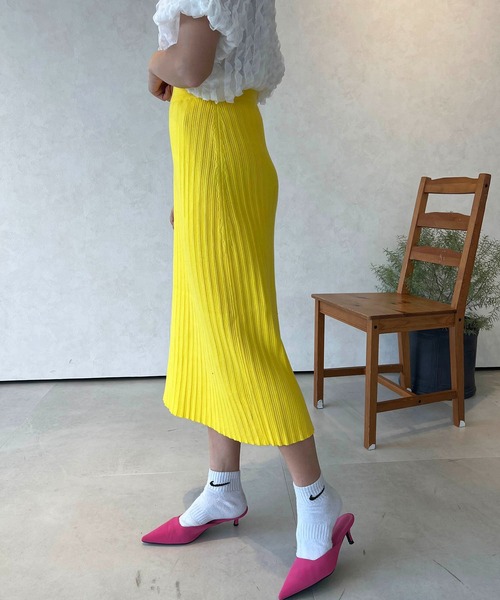 lala Born（ララボーン）の「ライトニットカラースカート（スカート・レディース・ブラック/ピンク/イエロー/オレンジ/ミント・FREE）」の20枚目の写真