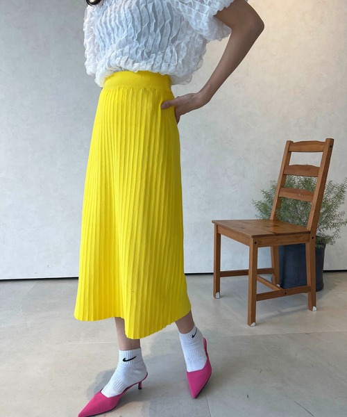 lala Born（ララボーン）の「ライトニットカラースカート（スカート・レディース・ブラック/ピンク/イエロー/オレンジ/ミント・FREE）」の16枚目の写真