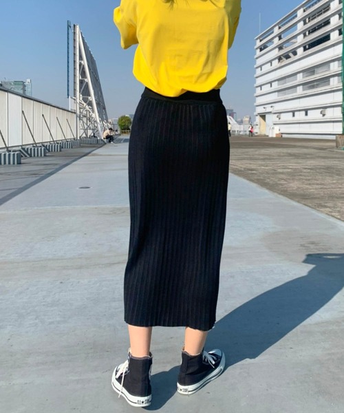 lala Born（ララボーン）の「ライトニットカラースカート（スカート・レディース・ブラック/ピンク/イエロー/オレンジ/ミント・FREE）」の8枚目の写真