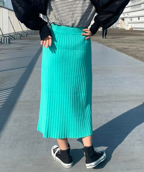 lala Born（ララボーン）の「ライトニットカラースカート（スカート・レディース・ブラック/ピンク/イエロー/オレンジ/ミント・FREE）」の21枚目の写真