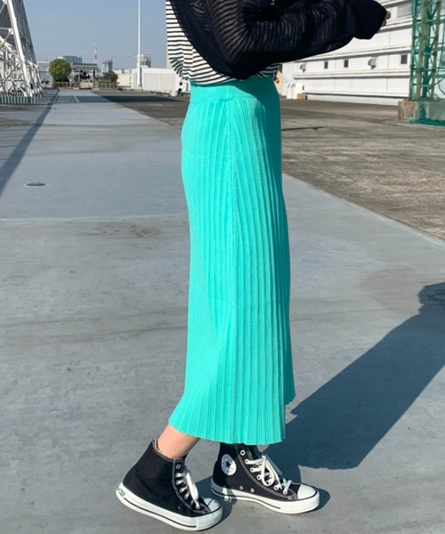 lala Born（ララボーン）の「ライトニットカラースカート（スカート・レディース・ブラック/ピンク/イエロー/オレンジ/ミント・FREE）」の13枚目の写真