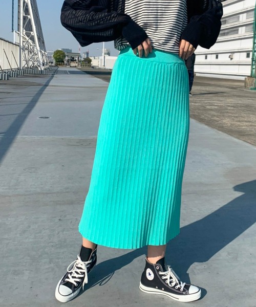 lala Born（ララボーン）の「ライトニットカラースカート（スカート・レディース・ブラック/ピンク/イエロー/オレンジ/ミント・FREE）」の17枚目の写真