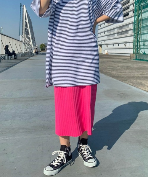 lala Born（ララボーン）の「ライトニットカラースカート（スカート・レディース・ブラック/ピンク/イエロー/オレンジ/ミント・FREE）」の14枚目の写真