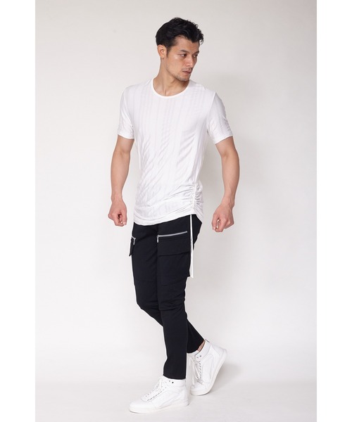 TORNADO MART（トルネードマート）の「TORNADO MART∴ランダムストライプドロスト半袖カットソー（Tシャツ/カットソー・メンズ・アイボリー/ブラック・L/LL/M）」の10枚目の写真