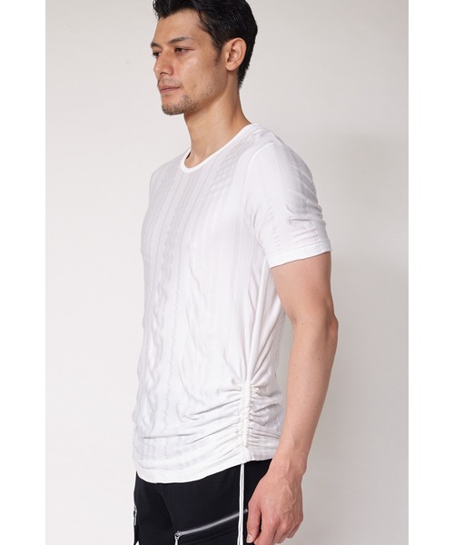 TORNADO MART（トルネードマート）の「TORNADO MART∴ランダムストライプドロスト半袖カットソー（Tシャツ/カットソー・メンズ・アイボリー/ブラック・L/LL/M）」の9枚目の写真