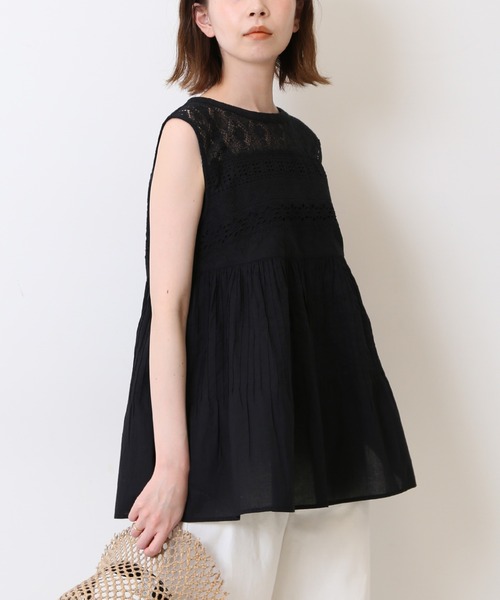 SLOBE IENA - 【新品】SLOBE IENAスローブイエナ レースピンタックノースリーブブラウス セール】レースピンタックノースリーブブラウス（シャツ