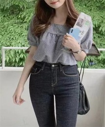 kate spade ギンガムチェック　スクエアネック　ブラウス　Sサイズ kate spade ギンガムチェック スクエアネック ブラウス Sサイズ