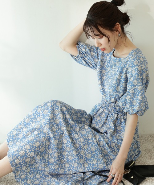 S Basic Size Natural Line ビンテージフラワープリントワンピース ワンピース Line Natural N N