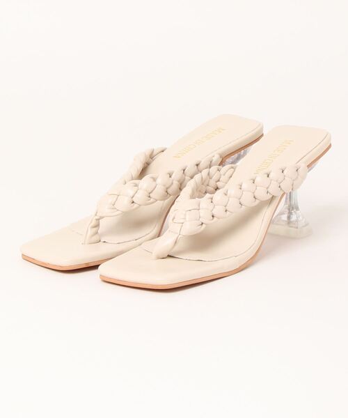 STYLEBLOCK(スタイルブロック)の「クリアヒール編み込みベルトサンダル(サンダル・レディース・ブラック/ベージュ・39/38/37)」の4枚目の写真