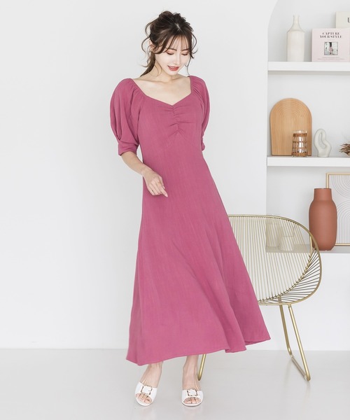 Julia Boutique(ジュリアブティック)の「2wayショルダーリネンマキシ丈ワンピース/22118(ワンピース・レディース・ブラック/ベージュ/ピンク・ONE)」の3枚目の写真
