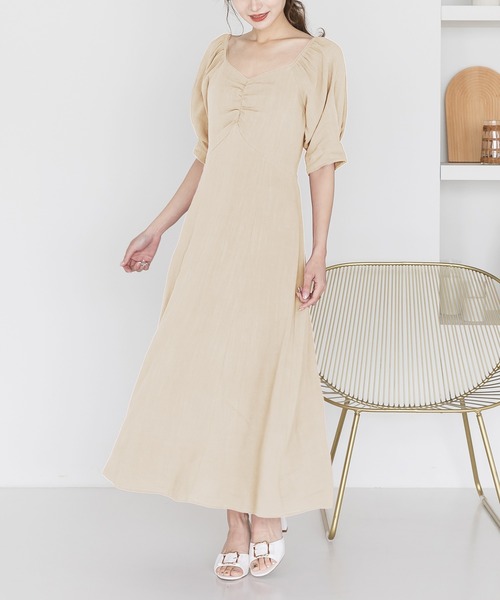 Julia Boutique(ジュリアブティック)の「2wayショルダーリネンマキシ丈ワンピース/22118(ワンピース・レディース・ブラック/ベージュ/ピンク・ONE)」の6枚目の写真