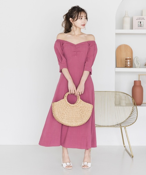 Julia Boutique(ジュリアブティック)の「2wayショルダーリネンマキシ丈ワンピース/22118(ワンピース・レディース・ブラック/ベージュ/ピンク・ONE)」の9枚目の写真