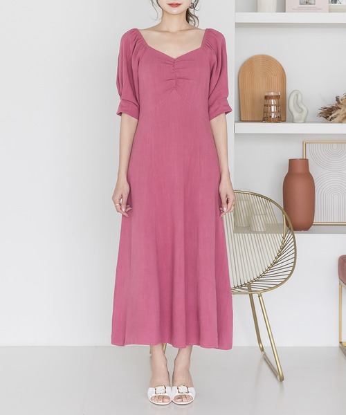 Julia Boutique(ジュリアブティック)の「2wayショルダーリネンマキシ丈ワンピース/22118(ワンピース・レディース・ブラック/ベージュ/ピンク・ONE)」の10枚目の写真