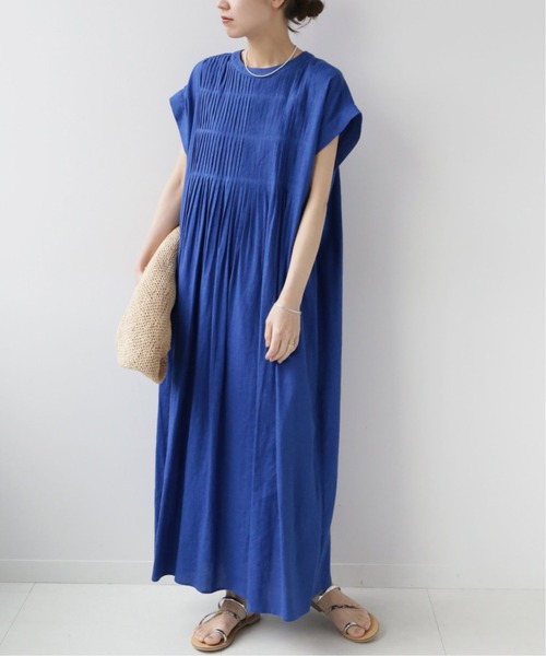 JOURNAL STANDARD relume（ジャーナルスタンダード　レリューム）の「《WEB限定追加2》レーヨンリネンピンタックフレンチスリーブワンピース（ワンピース・レディース・ブラック/ブルー・FREE）」の18枚目の写真