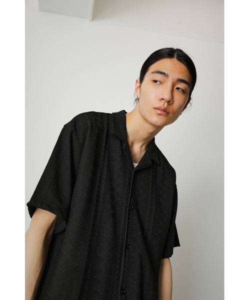 AZUL by moussy（アズールバイマウジー）の「ORTEGA JACQUARD SHIRT/オルテガジャカードシャツ（シャツ/ブラウス・メンズ・ライトカーキ/ブラック・LARGE/MEDIUM）」の3枚目の写真