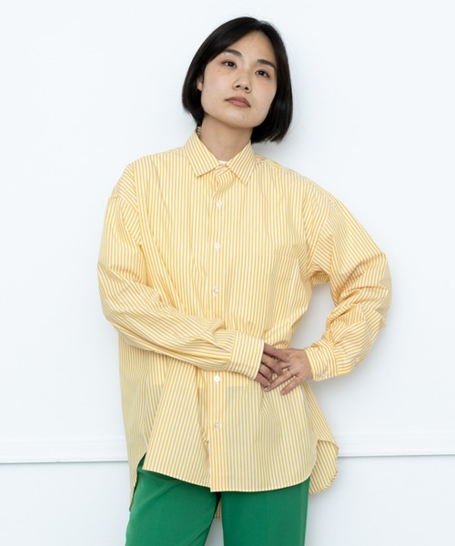 BRICK & SONS（ブリックアンドサンズ）の「リラックスバックプリーツシャツ＜イエローストライプ＞（シャツ/ブラウス・メンズ・イエロー・LL/S/M/L）」の14枚目の写真