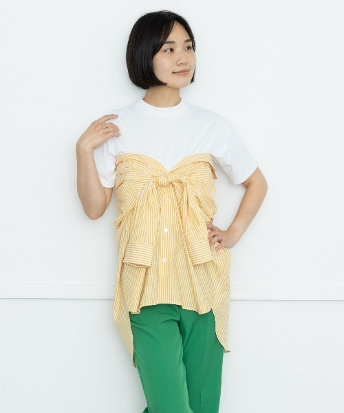 BRICK & SONS（ブリックアンドサンズ）の「リラックスバックプリーツシャツ＜イエローストライプ＞（シャツ/ブラウス・メンズ・イエロー・LL/S/M/L）」の3枚目の写真