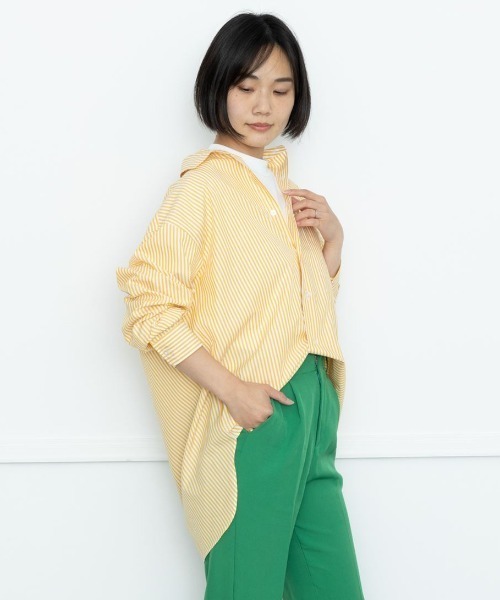 BRICK & SONS（ブリックアンドサンズ）の「リラックスバックプリーツシャツ＜イエローストライプ＞（シャツ/ブラウス・メンズ・イエロー・LL/S/M/L）」の15枚目の写真