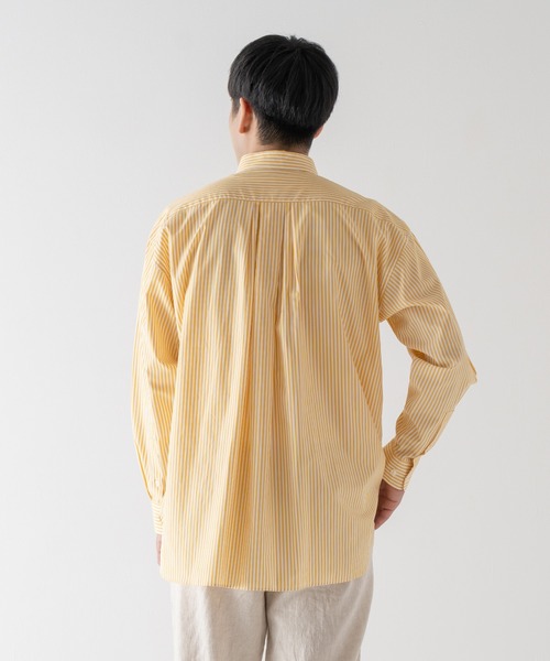 BRICK & SONS（ブリックアンドサンズ）の「リラックスバックプリーツシャツ＜イエローストライプ＞（シャツ/ブラウス・メンズ・イエロー・LL/S/M/L）」の22枚目の写真