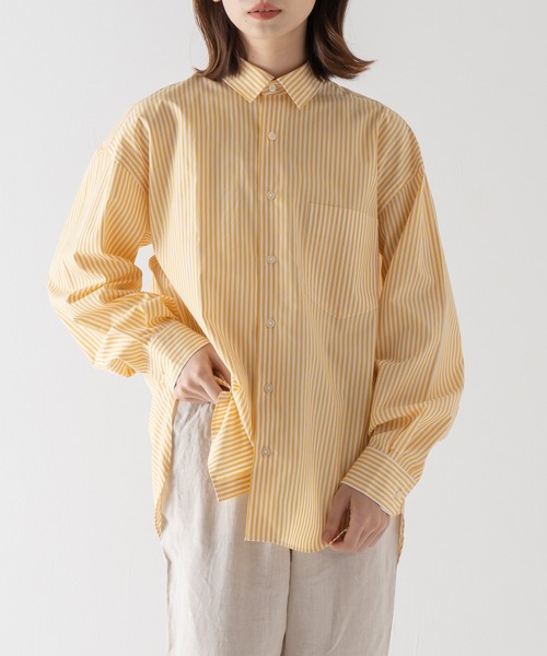 BRICK & SONS（ブリックアンドサンズ）の「リラックスバックプリーツシャツ＜イエローストライプ＞（シャツ/ブラウス・メンズ・イエロー・LL/S/M/L）」の21枚目の写真