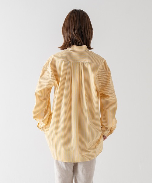 BRICK & SONS（ブリックアンドサンズ）の「リラックスバックプリーツシャツ＜イエローストライプ＞（シャツ/ブラウス・メンズ・イエロー・LL/S/M/L）」の18枚目の写真