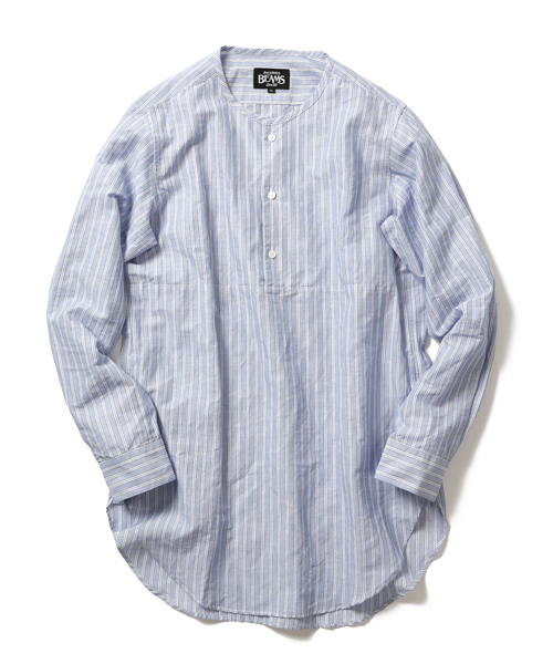 BEAMS（ビームス）の「BEAMS / プルオーバー ノーカラー ロング シャツ