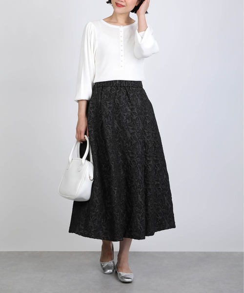 PICCIN（ピッチン）の「ふくれジャガードボリュームスカート（スカート・レディース・ブラック/アイボリー/グレイッシュベージュ・M）」の7枚目の写真