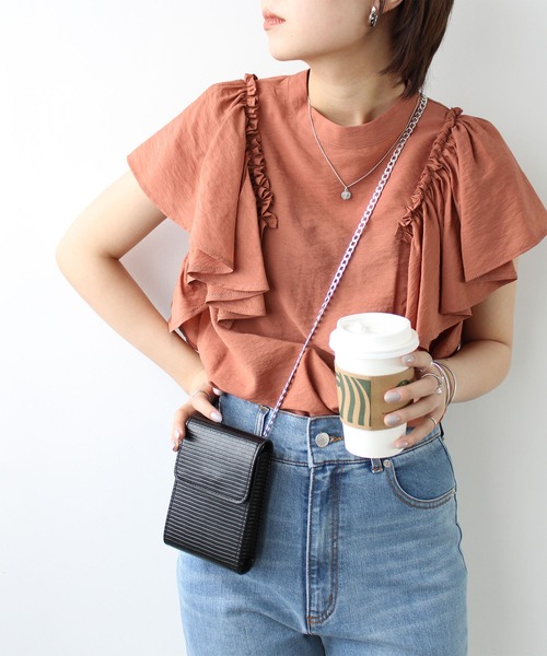 GeeRA(ジーラ)の「ワッシャー素材袖フリルブラウス(シャツ/ブラウス・レディース・ブラック/オレンジ・MEDIUM)」の20枚目の写真