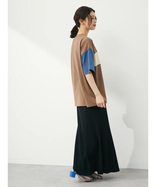 Green Parks(グリーンパークス)の「・novem9 カラーブロックTシャツ(Tシャツ/カットソー・レディース・チャコールグレー/ベージュ/モカ・FREE)」の5枚目の写真