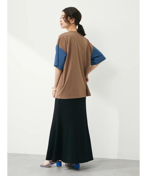 Green Parks(グリーンパークス)の「・novem9 カラーブロックTシャツ(Tシャツ/カットソー・レディース・チャコールグレー/ベージュ/モカ・FREE)」の6枚目の写真