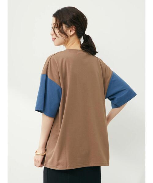 Green Parks(グリーンパークス)の「・novem9 カラーブロックTシャツ(Tシャツ/カットソー・レディース・チャコールグレー/ベージュ/モカ・FREE)」の10枚目の写真
