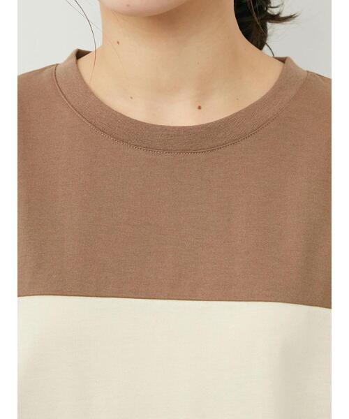 Green Parks(グリーンパークス)の「・novem9 カラーブロックTシャツ(Tシャツ/カットソー・レディース・チャコールグレー/ベージュ/モカ・FREE)」の11枚目の写真